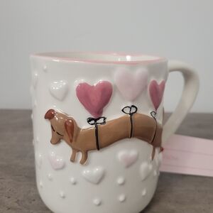 Dachshund Valentines Mug with hearts and balloons Petal & Pearl